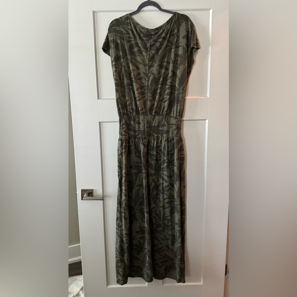 PRANA Cozy Up Skyland Dress Cargo Palms Size L Jersey Knit Maxi Dress